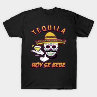 TEQUILA HOY SE BEBE Skull Design T-Shirt